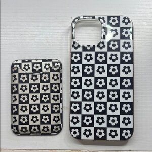 Black and White Floral Phone Case with matching wallet.